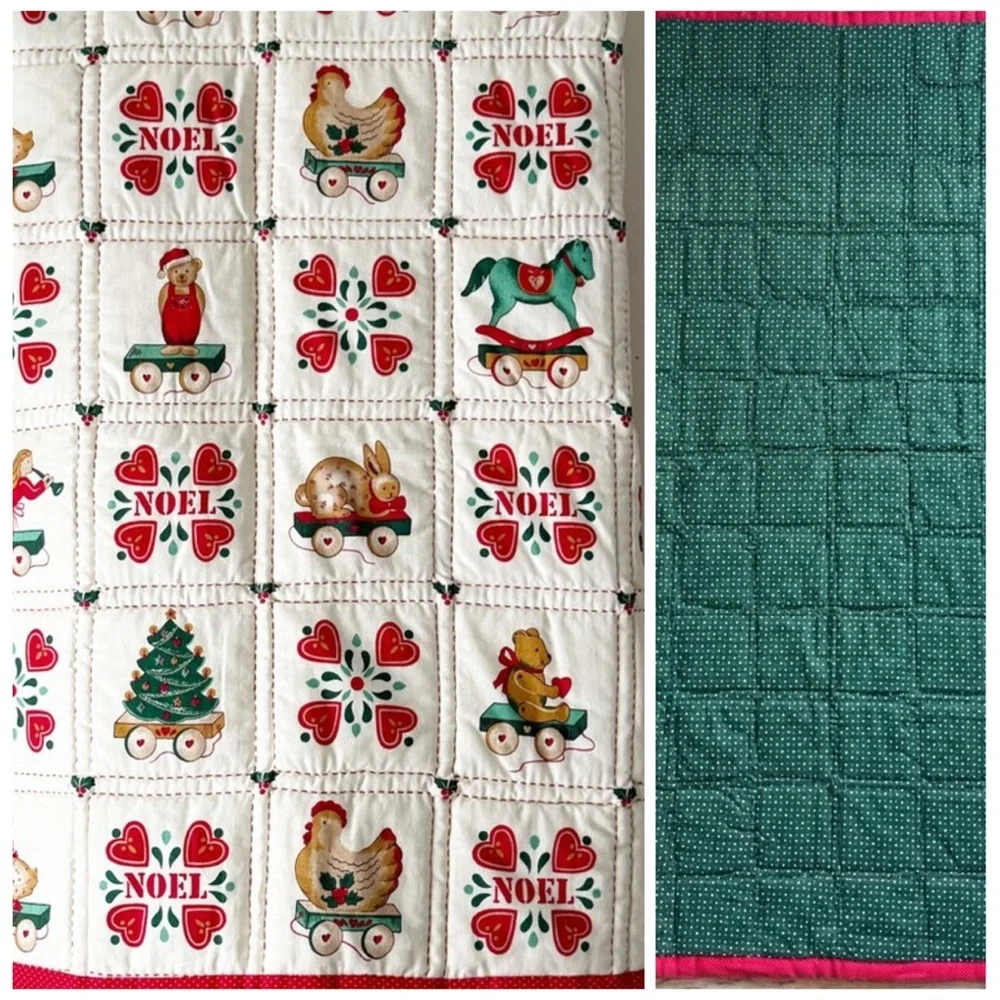 Vintage Christmas Quilt 40x48”in Noel Folk Art Toys Country Classics by Ameritex
